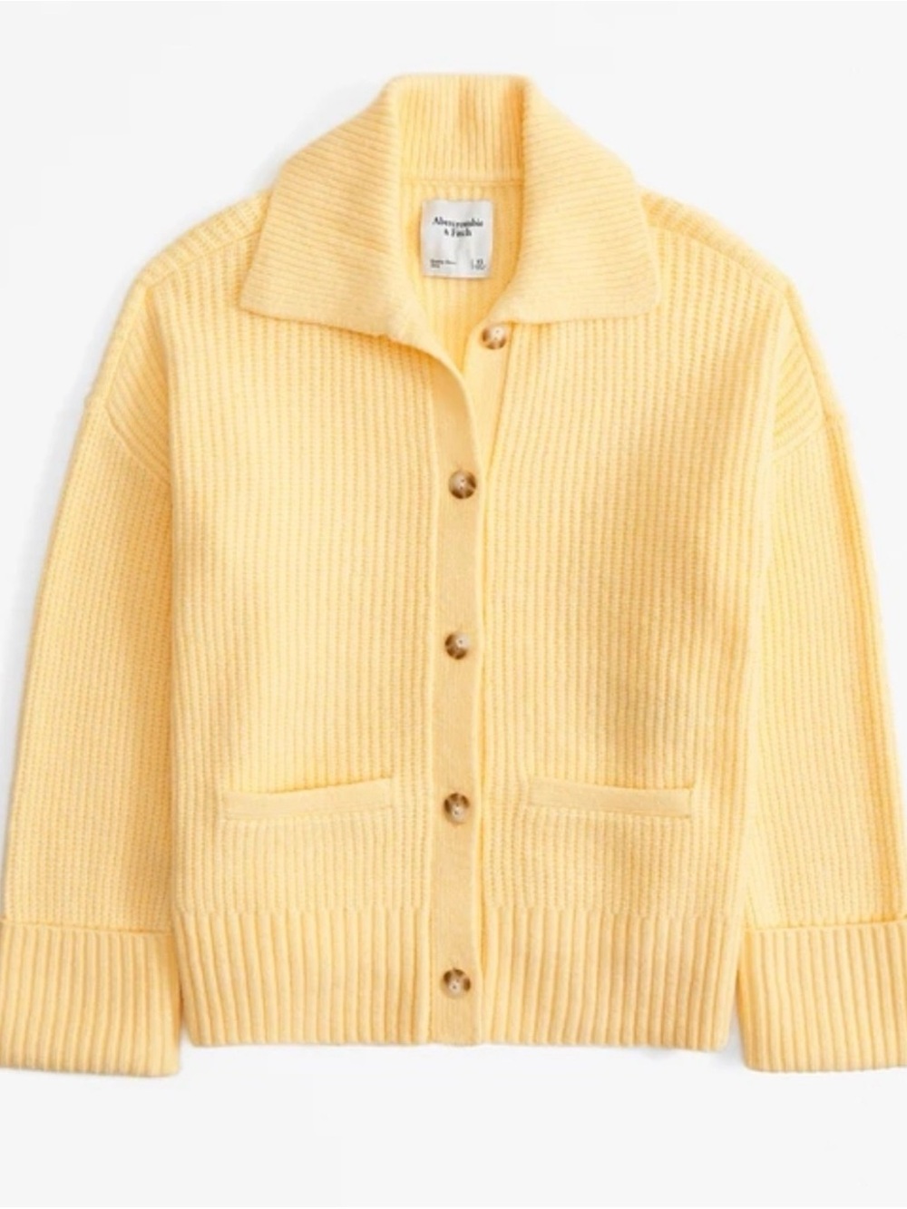 Abercrombie & Fitch Butter Yellow Ribbed Oversized Cardigan - Picture 2 of 4